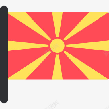 马其顿共和国国际国旗5桅杆图标图标