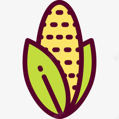 玉米感恩节3线形颜色图标图标