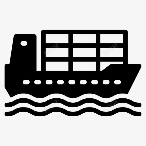 货船集装箱船运图标svg_新图网 https://ixintu.com 船运 货船 运输 集装箱