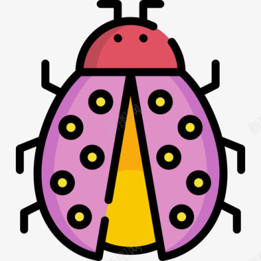 瓢虫复活节8线形颜色图标图标