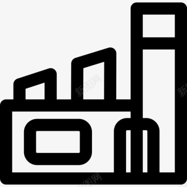 工厂商业和办公室7直线图标图标