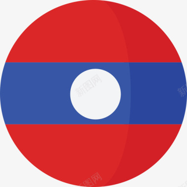 老挝3号旗圆形平坦图标图标