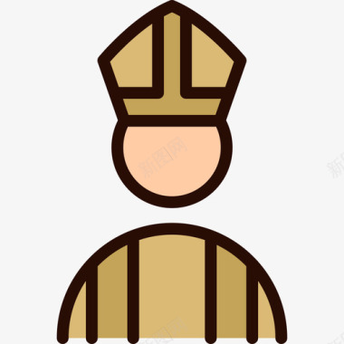 教皇基督教3直系肤色图标图标
