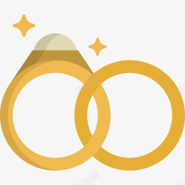 结婚戒指珠宝3扁平图标图标