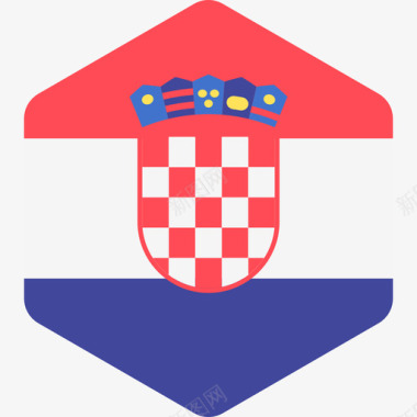 克罗地亚国际国旗2六边形图标图标