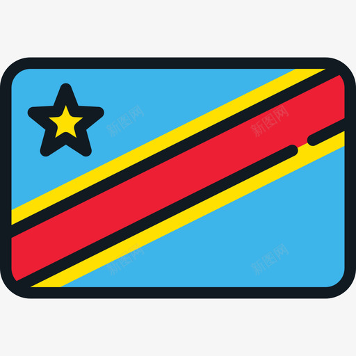刚果民主共和国国旗收藏4圆形矩形图标svg_新图网 https://ixintu.com 刚果民主共和国 国旗收藏4 圆形矩形