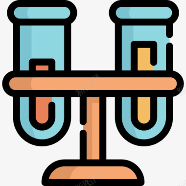 烧瓶科学14线性颜色图标图标