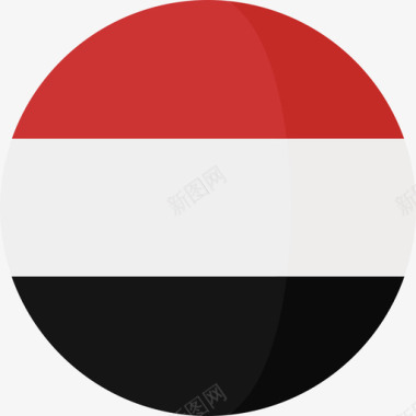 也门国旗3圆圈扁平图标图标