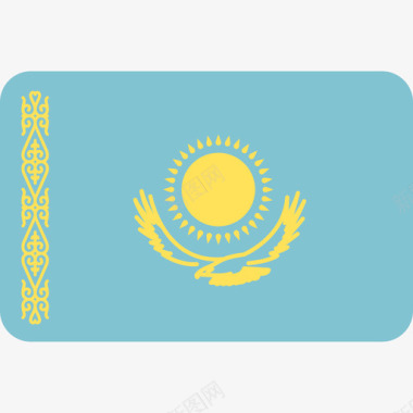 哈萨克斯坦国际国旗6圆形矩形图标图标