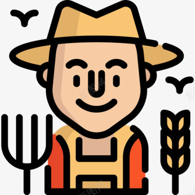 农民职业和工作3线性颜色图标图标