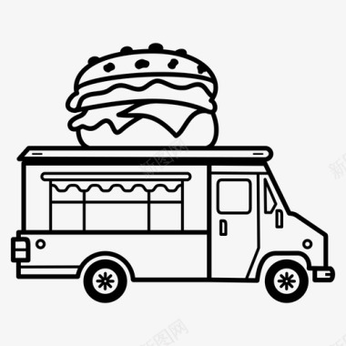 食品拖车汉堡快餐图标图标