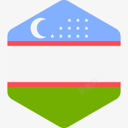 克斯乌兹别克斯坦国际旗帜2六边形图标高清图片