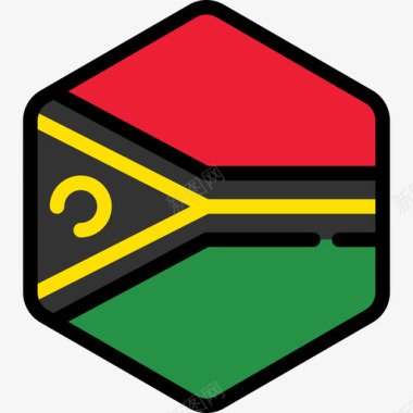 瓦努阿图旗帜系列5六边形图标图标