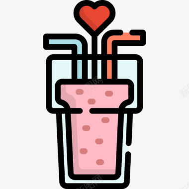软饮料情人节20线性颜色图标图标