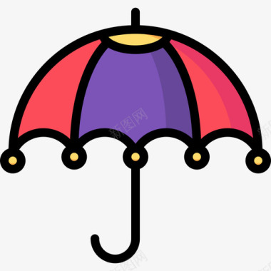伞mardigras6线形颜色图标图标