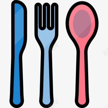 餐具混合元素3线性颜色图标图标