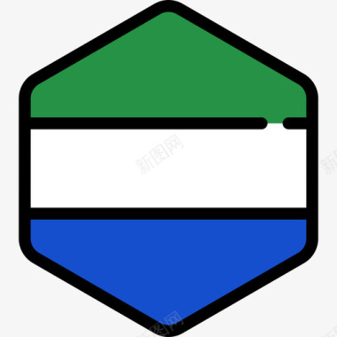 塞拉利昂旗帜收藏5六边形图标图标