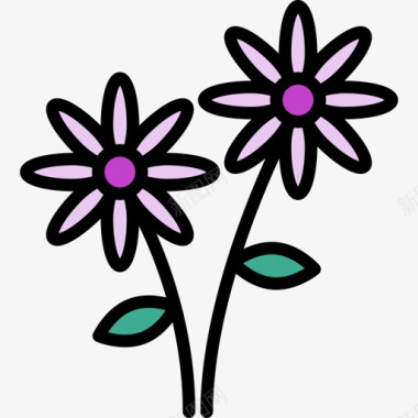 雏菊自然色8线性颜色图标图标