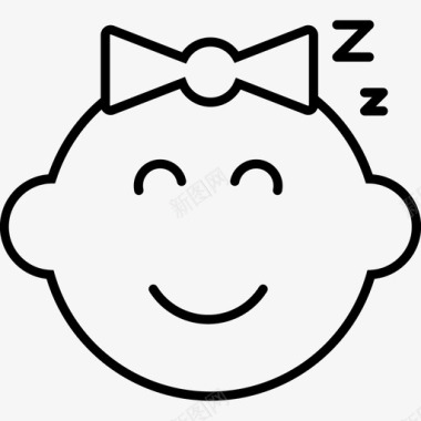 婴儿睡眠脸女孩图标图标