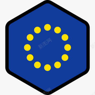 欧盟旗帜系列5六边形图标图标