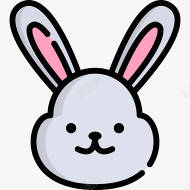 复活节兔子复活节14线性颜色图标图标