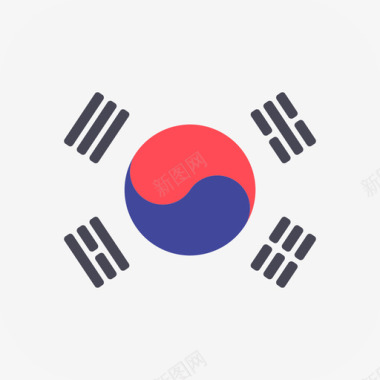 韩国国际国旗3圆形方形图标图标