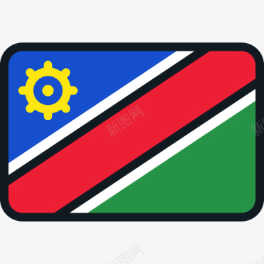 纳米比亚旗帜集合4圆角矩形图标图标