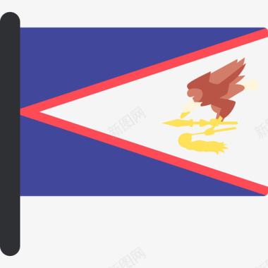 美属萨摩亚国际国旗5桅杆图标图标