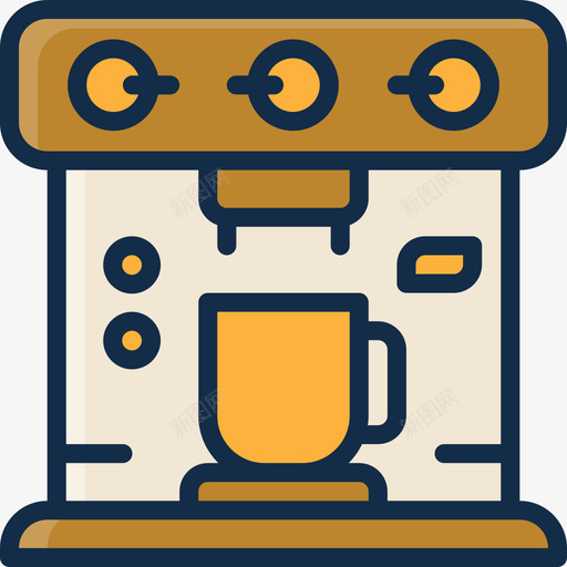 咖啡机餐厅元素4线性颜色图标svg_新图网 https://ixintu.com 咖啡机 线性颜色 餐厅元素4