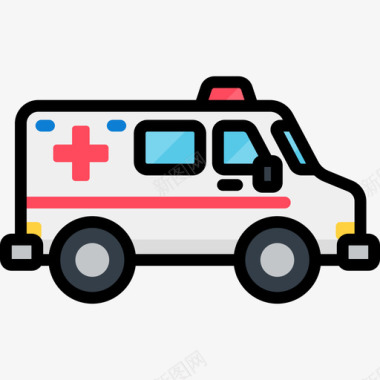 救护车运输32线性颜色图标图标