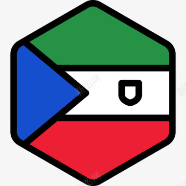 赤道几内亚旗帜收藏5六边形图标图标