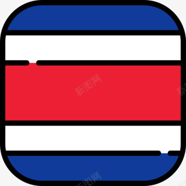 哥斯达黎加旗帜系列6圆形方形图标图标