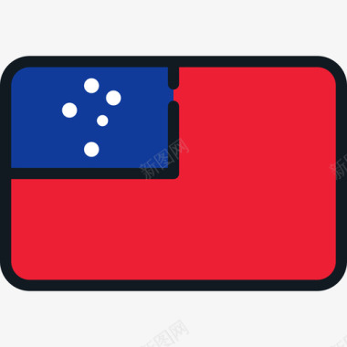 萨摩亚旗帜集合4圆角矩形图标图标