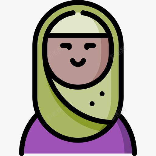 阿拉伯妇女妇女节2线性颜色图标svg_新图网 https://ixintu.com 妇女节2 线性颜色 阿拉伯妇女