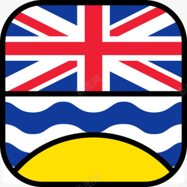 不列颠哥伦比亚省旗帜收藏6圆形方形图标图标