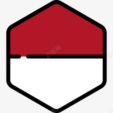 印度尼西亚旗帜系列5六边形图标图标