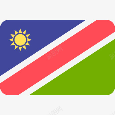 纳米比亚国际国旗6圆形矩形图标图标