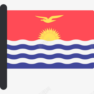 基里巴斯国际国旗5桅杆图标图标