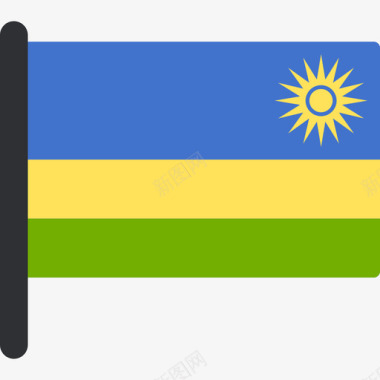 卢旺达国际国旗5桅杆图标图标