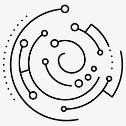 多彩的抽象标志与数字抽象技术网络连接圆形图标高清图片