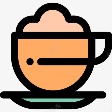 卡布奇诺咖啡店21线性颜色图标图标