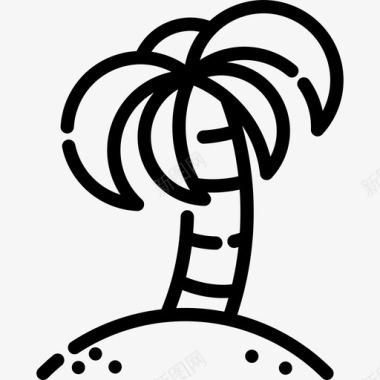 棕榈树冲浪线状图标图标