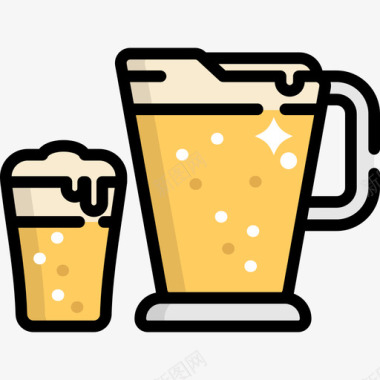 啤酒食品和餐厅9线性颜色图标图标