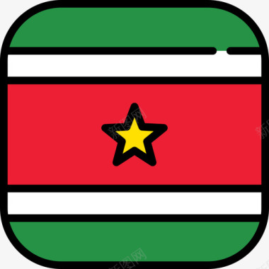 苏里南旗帜系列6圆形方形图标图标