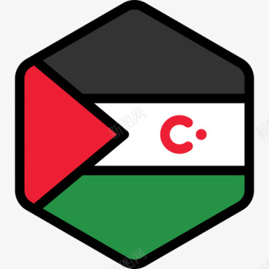 撒哈拉阿拉伯民主共和国旗帜收藏5六边形图标图标