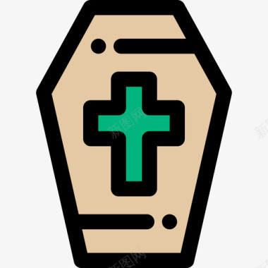 棺材复活节19线形颜色图标图标