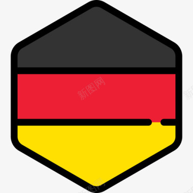 德国国旗系列5六边形图标图标