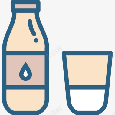 牛奶饮料和饮料2线性颜色图标图标