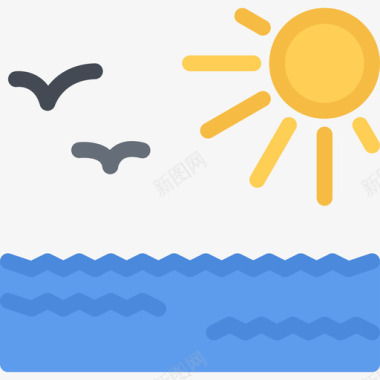 阳光沙滩和野营3平坦图标图标