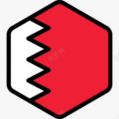巴林国旗系列5六边形图标图标
